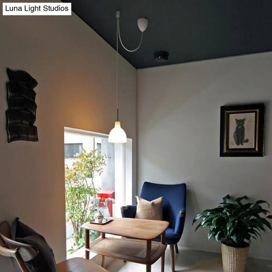 Modern Glass Pendant Lamp - White Bell Design Perfect For Kitchen Sink