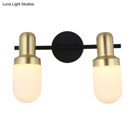 Modern Glass Sconce Light - Wall Mount 1/2/3 Lights With Black Arm And Backplate