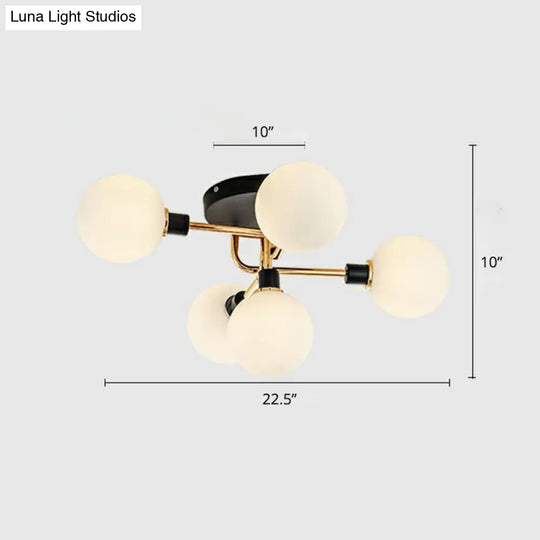 Modern Glass Semi Flush Mount Ceiling Light Fixture - Bubbles Black Finish Bedroom Lighting 5 /