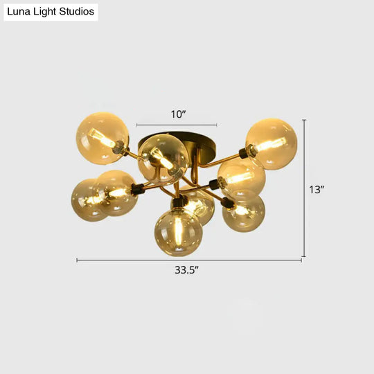 Modern Glass Semi Flush Mount Ceiling Light Fixture - Bubbles Black Finish Bedroom Lighting 9 /