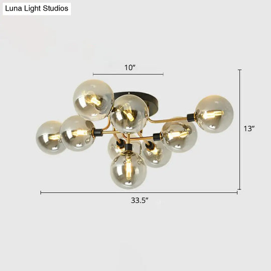 Modern Glass Semi Flush Mount Ceiling Light Fixture - Bubbles Black Finish Bedroom Lighting 9 /