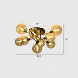 Modern Glass Semi Flush Mount Ceiling Light Fixture - Bubbles Black Finish Bedroom Lighting 9 /
