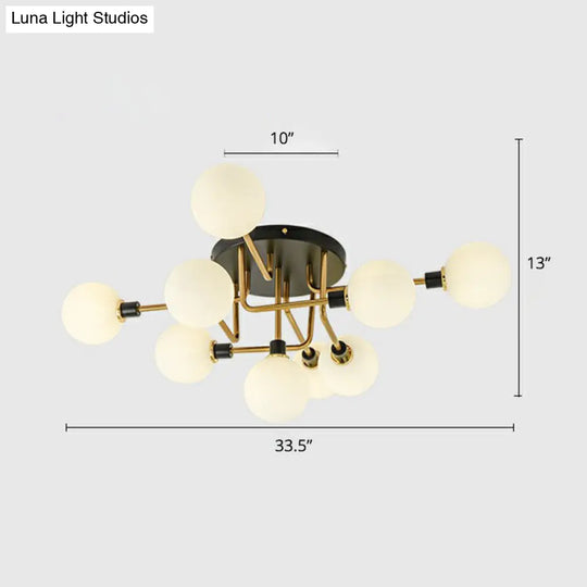 Modern Glass Semi Flush Mount Ceiling Light Fixture - Bubbles Black Finish Bedroom Lighting 9 /