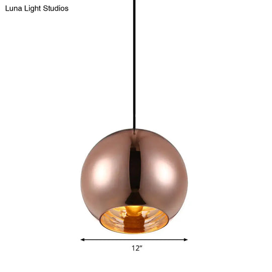 Modern Glass Sphere Hanging Light Fixture - 6/8/10 Wide 1 Silver/Copper Pendant Lamp