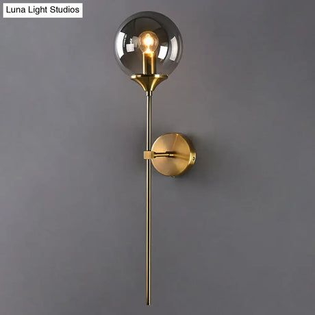 Modern Glass Wall Mount Lamp: Sleek Brass Sconce Light With Pencil Arm