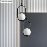 Modern Globe Pendant Light White Glass Black/Gold Hanging Ceiling Lamp For Bedroom Lighting