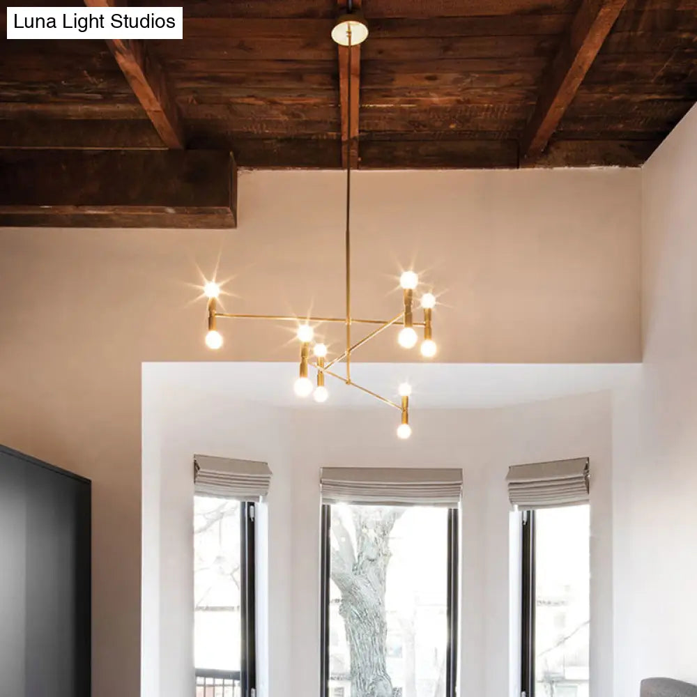Modern Gold 12-Light 3-Tier Metal Hanging Chandelier Lamp Kit For Bedroom Pendant Lighting