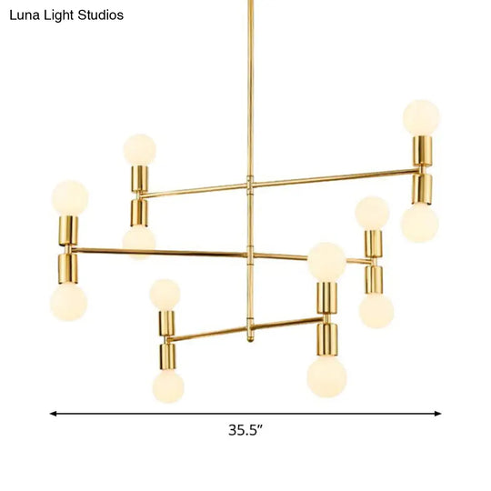 Modern Gold 12-Light 3-Tier Metal Hanging Chandelier Lamp Kit For Bedroom Pendant Lighting