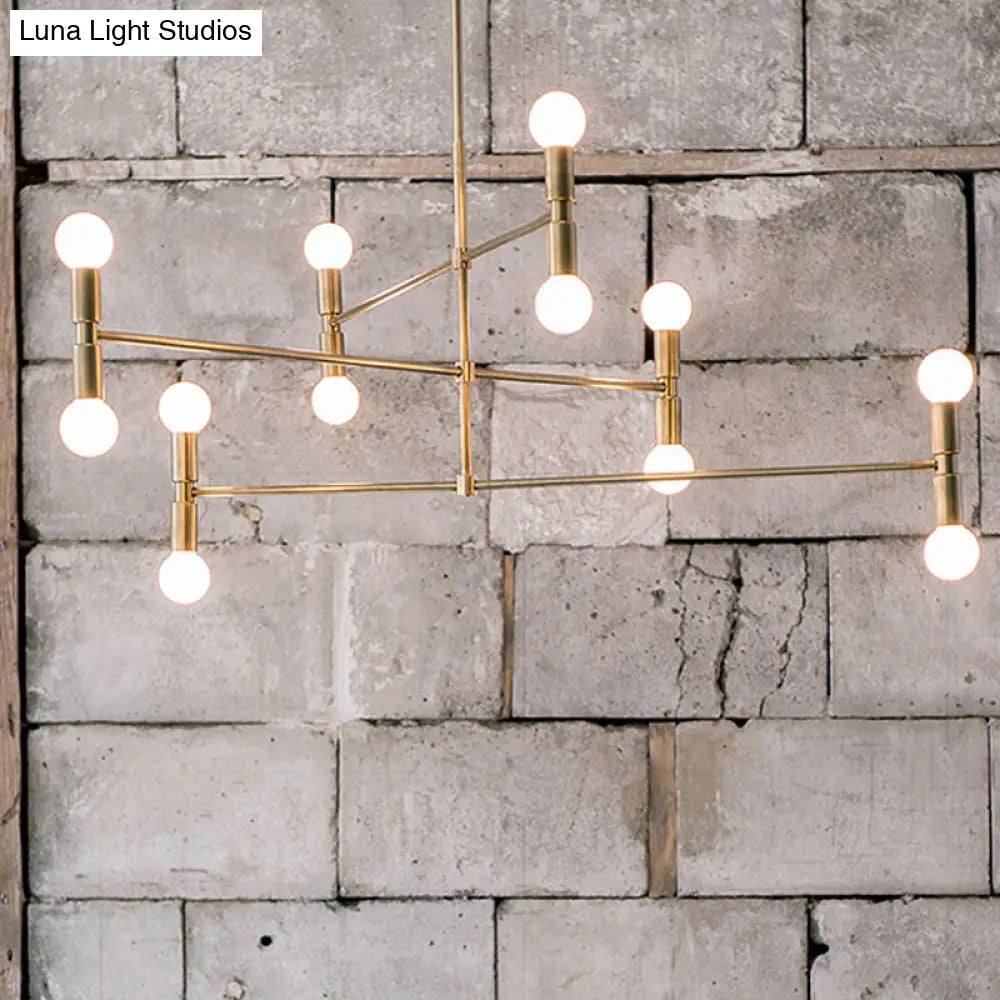 Modern Metal Chandelier With 3 Tiers 12 Gold Lights - Perfect For Bedroom!