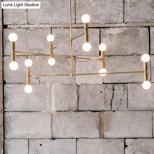 Modern Metal Chandelier With 3 Tiers 12 Gold Lights - Perfect For Bedroom!