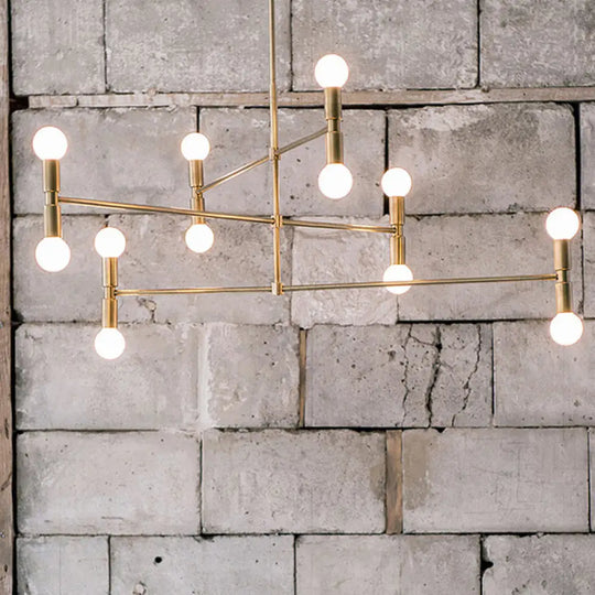 Modern Gold 12-Light 3-Tier Metal Hanging Chandelier Lamp Kit For Bedroom Pendant Lighting