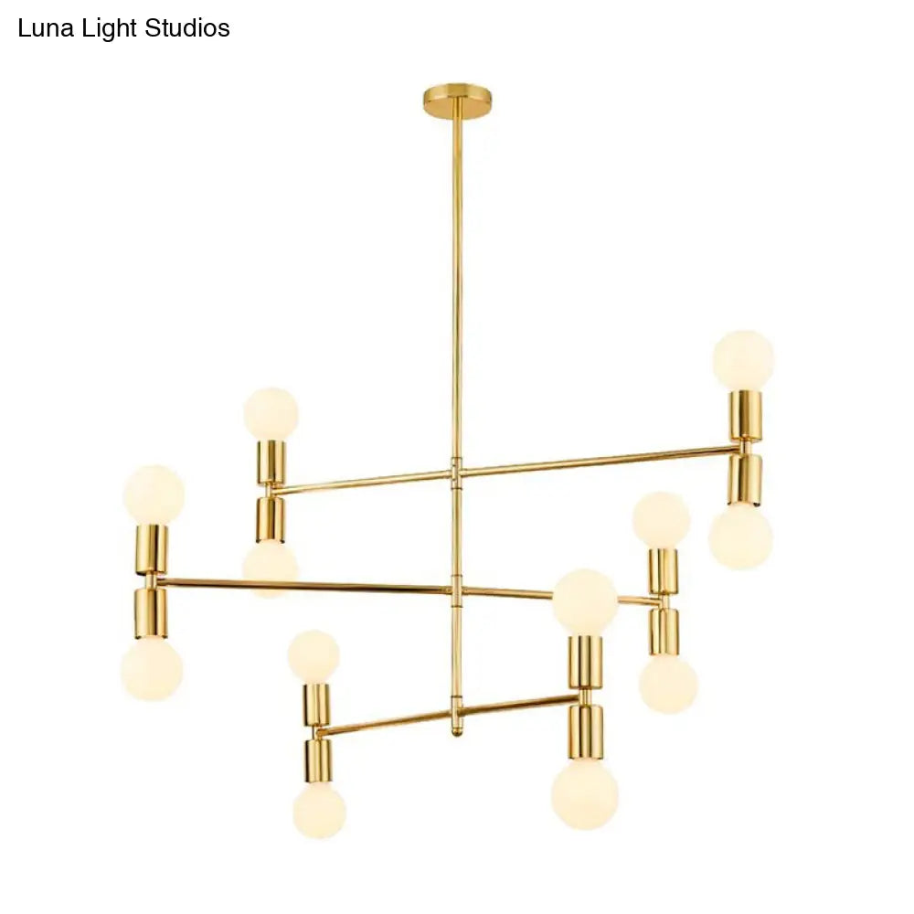 Modern Metal Chandelier With 3 Tiers 12 Gold Lights - Perfect For Bedroom!