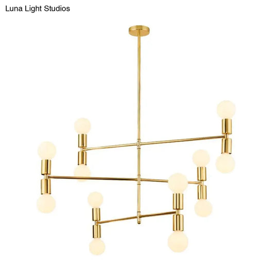 Modern Metal Chandelier With 3 Tiers 12 Gold Lights - Perfect For Bedroom!