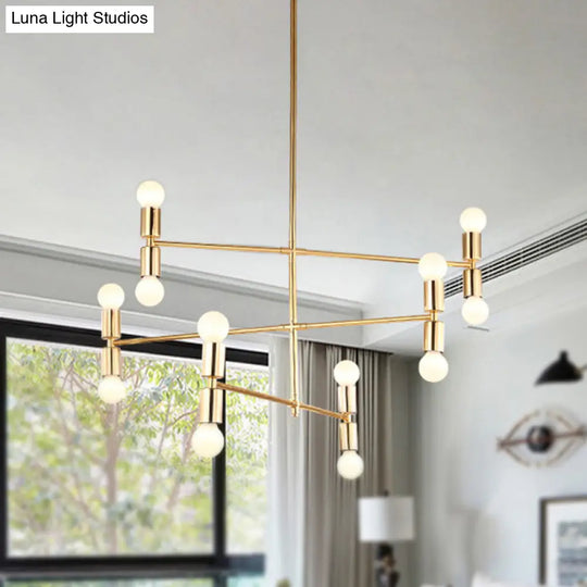 Modern Gold 12-Light 3-Tier Metal Hanging Chandelier Lamp Kit For Bedroom Pendant Lighting