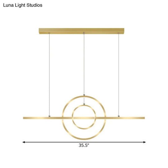 Modern Gold 2-Ring Led Island Pendant Lamp With Warm/White Light - Perfect For Dining Room