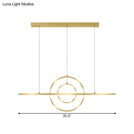 Modern Gold 2-Ring Led Island Pendant Lamp With Warm/White Light - Perfect For Dining Room