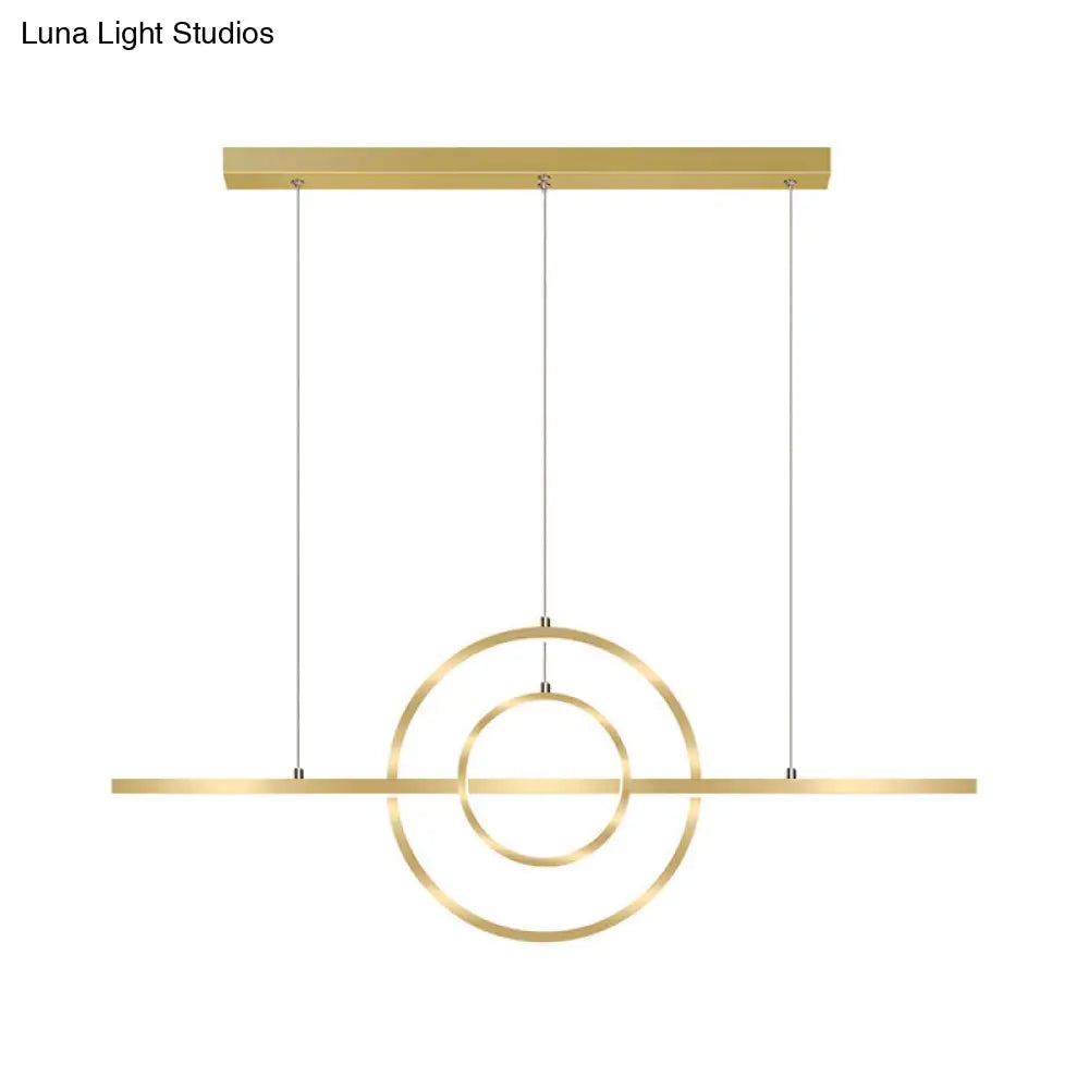 Modern Gold 2-Ring Led Island Pendant Lamp With Warm/White Light - Perfect For Dining Room