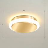 Modern Gold Acrylic Led Ceiling Mount Light - Geometric Foyer Flushmount / Warm Round