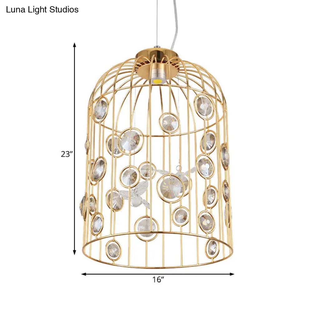 Modern Gold Bird Cage Pendant Light With 4 Bulbs For Dining Room