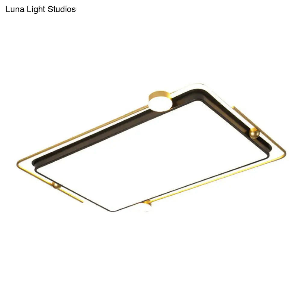 Modern Gold - Black Geometric Flush Ceiling Light: Led Mount Fixture For Contemporary Metal Bedroom