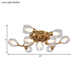Modern Gold Ceiling Light Fixture With 10 Clear Glass Shades