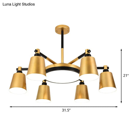 Modern Gold Chandelier - Barrel And Round Design With 3/5/6 Lights Ideal For Living Room Ceiling