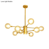 Modern Gold Chandelier Lamp With Clear Glass Shades - 6/8 Lights Ideal For Living Room Ceiling