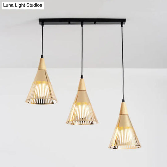 Modern Gold Metallic Conical Ceiling Light For Restaurant Cafe - Stylish Overhead Lighting 3 /
