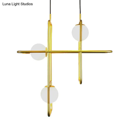 Modern Gold Crossed Rectangle Drop Chandelier - 2/3/4 Light Metal Pendant