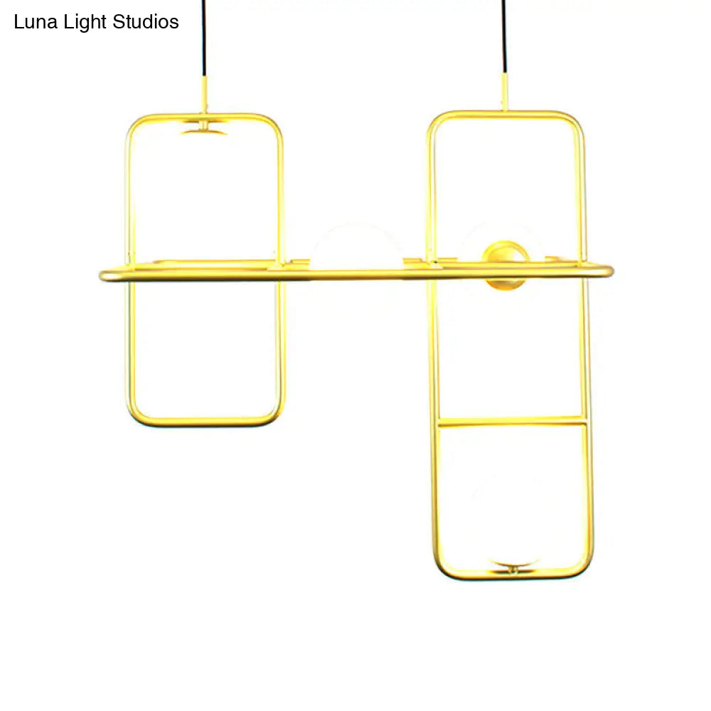 Modern Gold Crossed Rectangle Drop Chandelier - 2/3/4 Light Metal Pendant