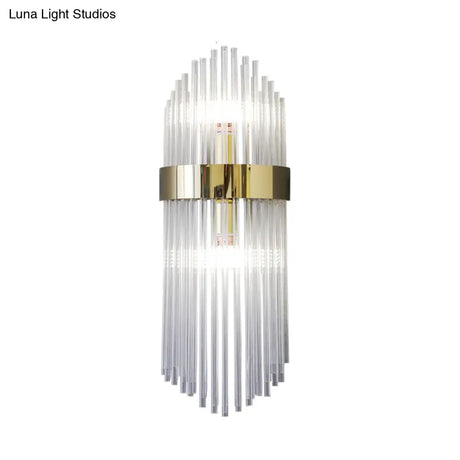 Modern Gold Crystal 2-Light Layered Wall Lamp - Stylish Sconce For Living Room