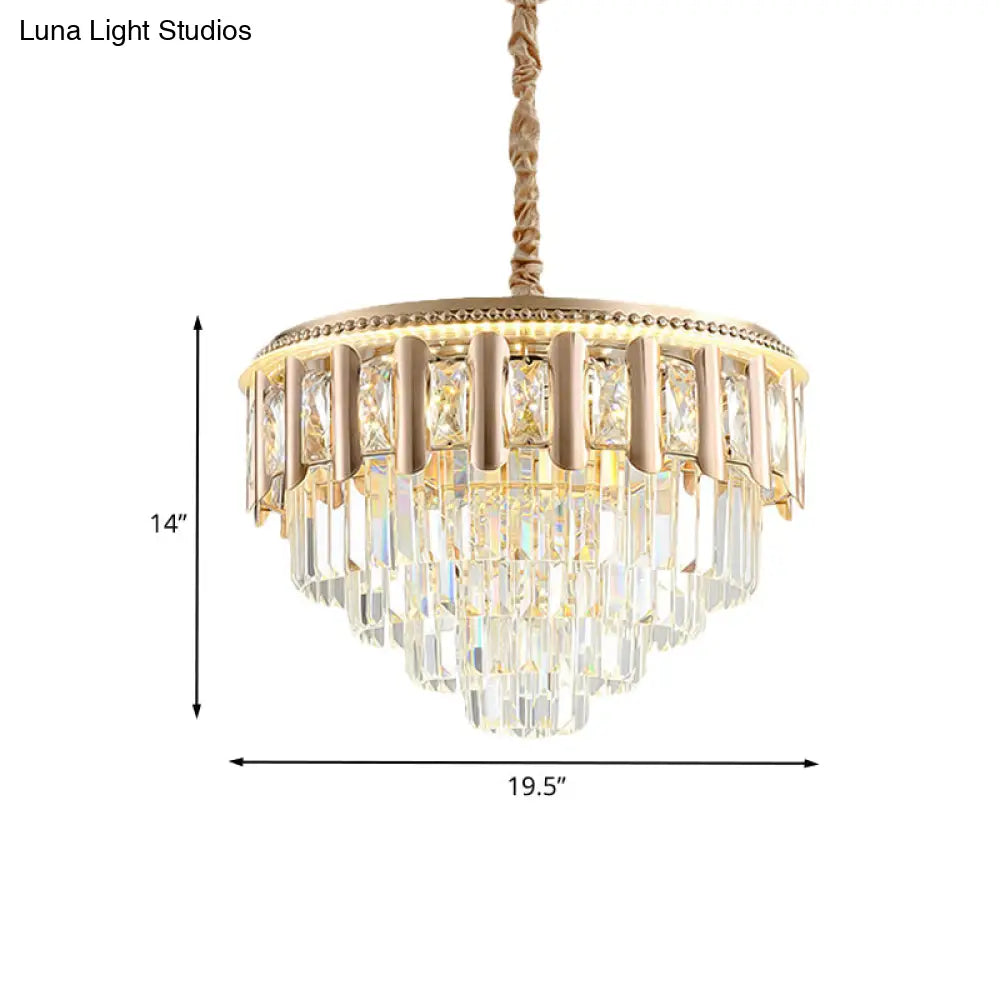 Modern Gold Crystal 5-Tier Round Chandelier - Led Ceiling Pendant Light For Dining Room