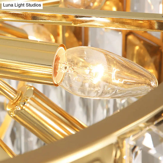 Modern Gold Crystal Chandelier - 10 Head Oval Suspension Light Fixture