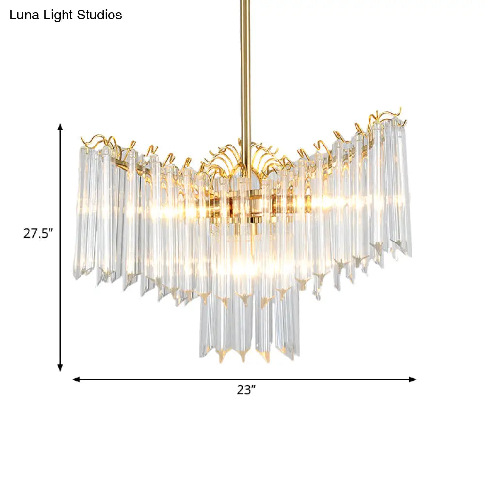 Modern Gold Crystal Chandelier Lamp - 3 Heads Suspension Light For Dining Room