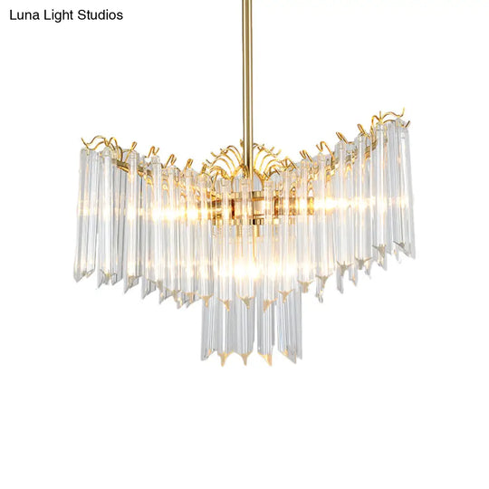 Modern Gold Crystal Chandelier Lamp - 3 Heads Suspension Light For Dining Room