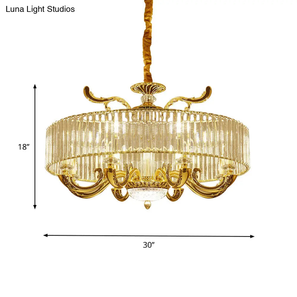 Modern Gold Crystal Circle Pendant Chandelier - 6/8 Lights Suspended Ceiling Lamp