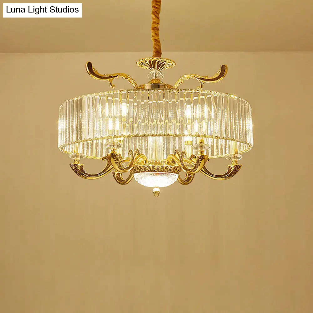 Modern Gold Crystal Circle Pendant Chandelier - 6/8 Lights Suspended Ceiling Lamp