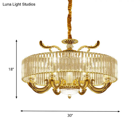 Modern Gold Crystal Circle Pendant Chandelier - 6/8 Lights Suspended Ceiling Lamp