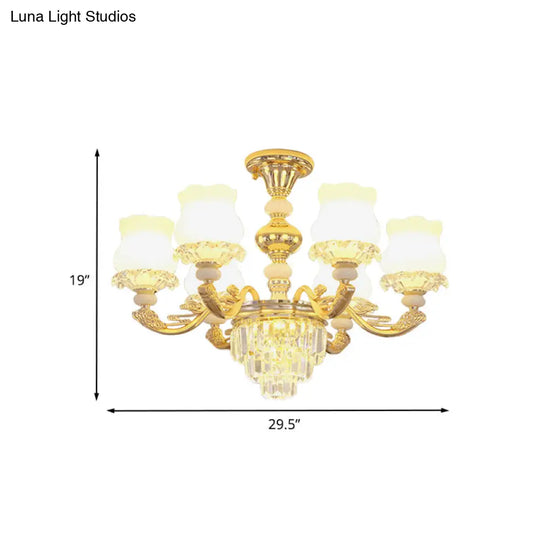 Modern Gold Crystal Glass Flower Ceiling Flush Light For Bedroom (3/6 Lights)
