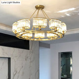 Modern Gold Crystal Prism Chandelier Pendant Light - 6/8/10 Bulb Dining Room Hanging Lamp
