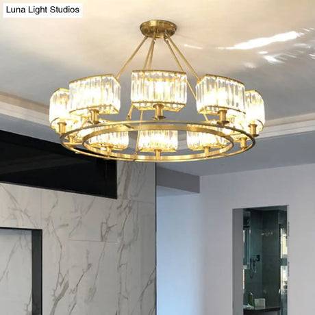 Modern Gold Crystal Prism Chandelier Pendant Light - 6/8/10 Bulb Dining Room Hanging Lamp