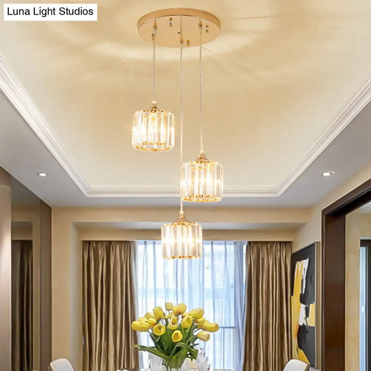 Gold Crystal Prism Pendant Light: Modern Stylish 3-Light Fixture