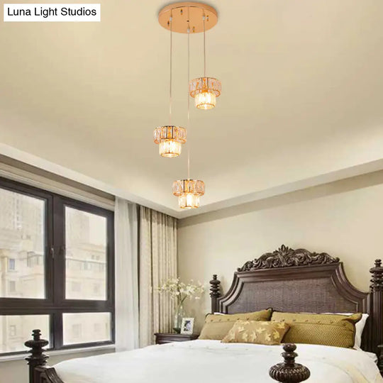 Gold Crystal Prism Pendant Light: Modern Stylish 3-Light Fixture / C