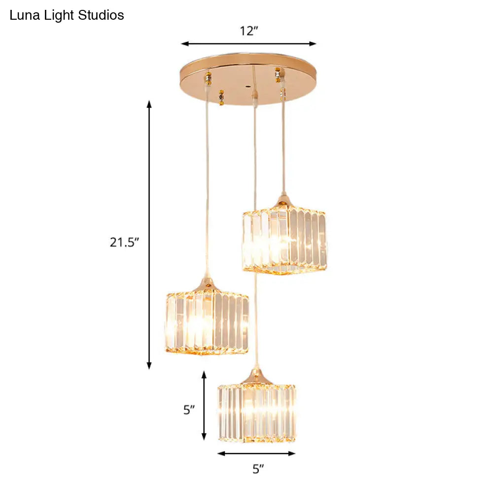 Gold Crystal Prism Pendant Light: Modern Stylish 3-Light Fixture