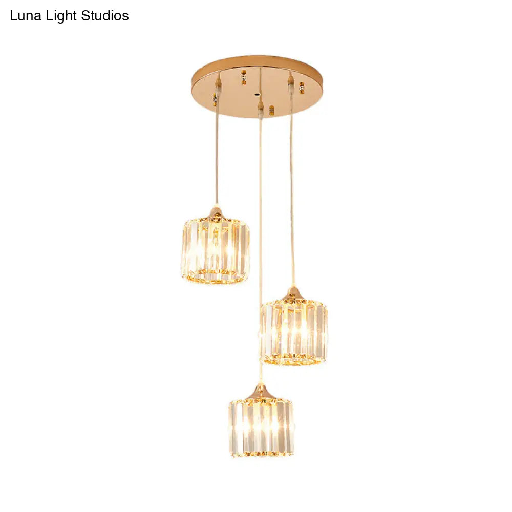 Gold Crystal Prism Pendant Light: Modern Stylish 3-Light Fixture