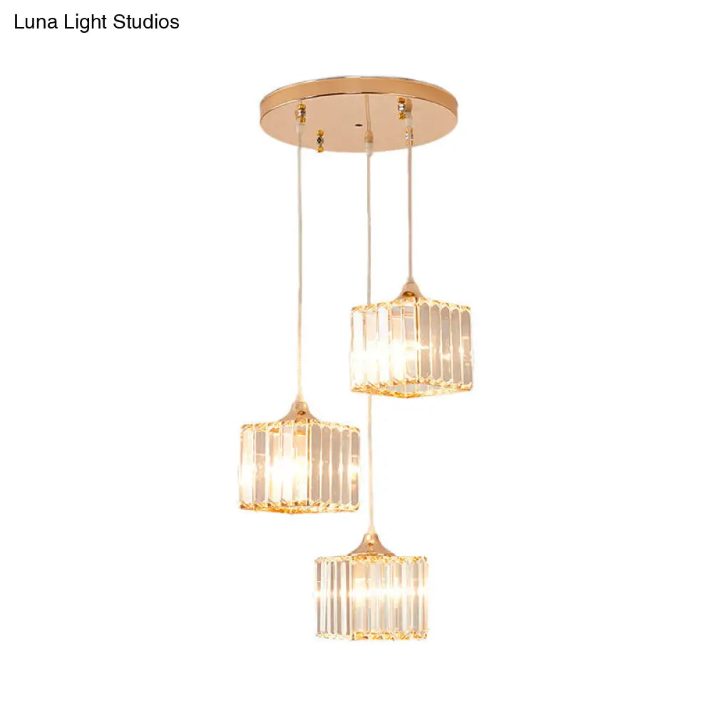 Gold Crystal Prism Pendant Light: Modern Stylish 3-Light Fixture