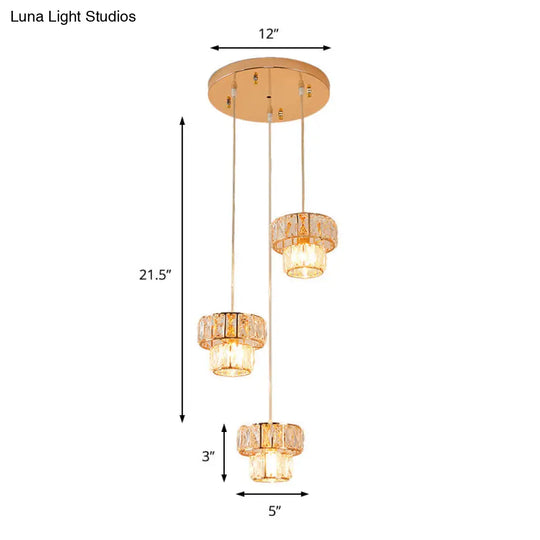 Gold Crystal Prism Pendant Light: Modern Stylish 3-Light Fixture