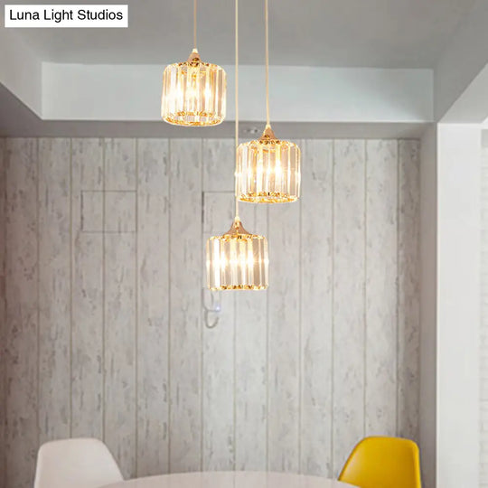 Gold Crystal Prism Pendant Light: Modern Stylish 3-Light Fixture / A