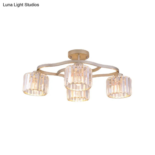 Modern Gold Crystal Shade Semi Flush Mount Ceiling Lamp For Dining Room (4/6-Bulb)