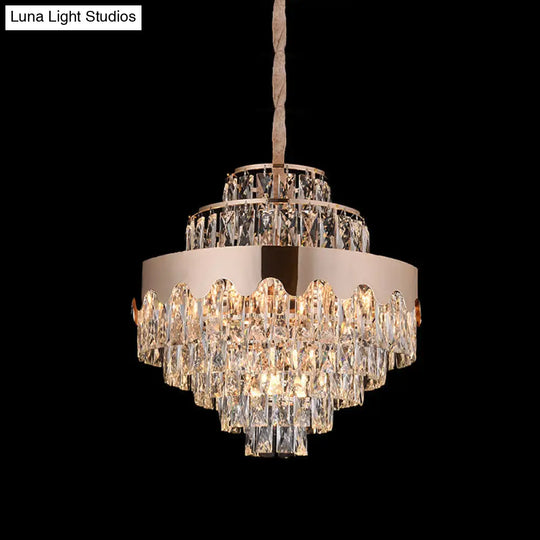 Modern Gold Crystal Tiered Chandelier - 7/12 Lights Dining Room Pendant
